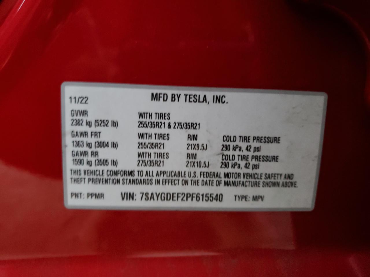 2023 Tesla Model Y VIN: 7SAYGDEF2PF615540 Lot: 79711544