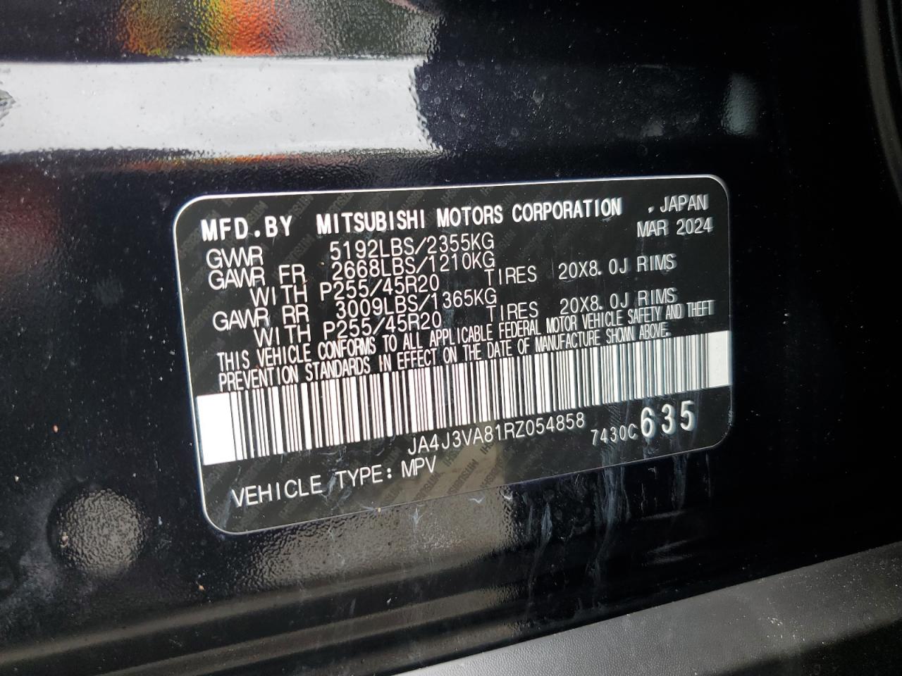 2024 Mitsubishi Outlander Se VIN: JA4J3VA81RZ054858 Lot: 79609784