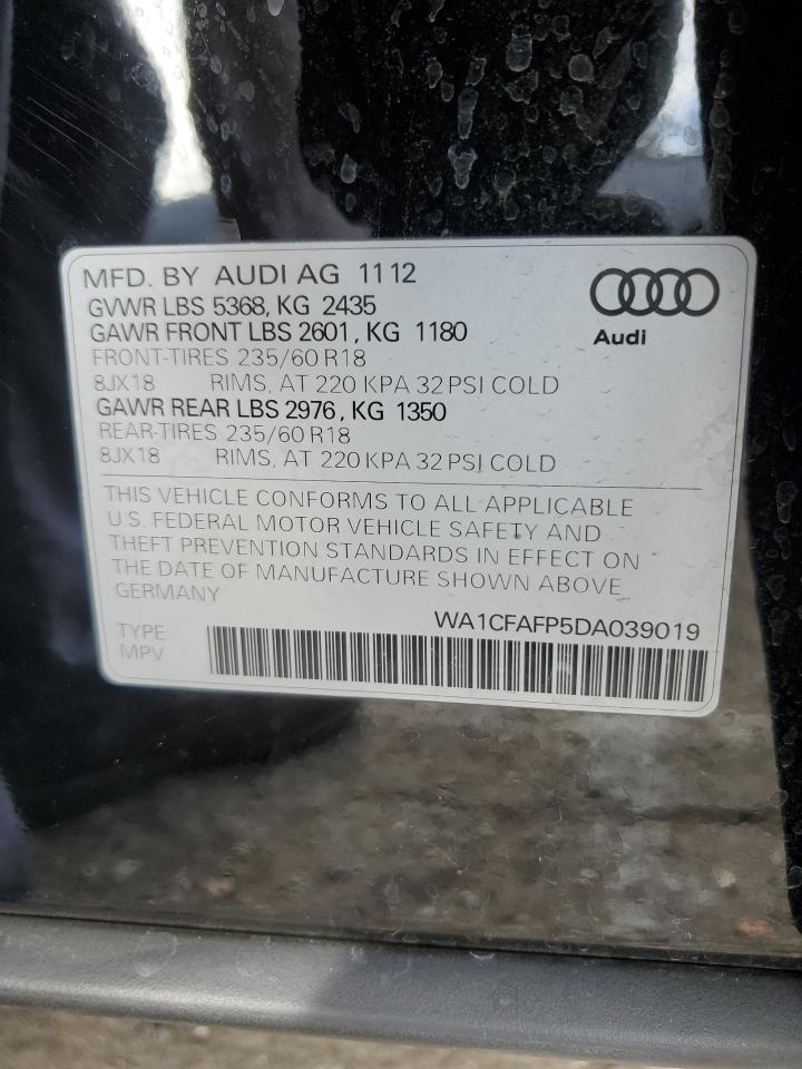 2013 Audi Q5 Premium VIN: WA1CFAFP5DA039019 Lot: 77980974