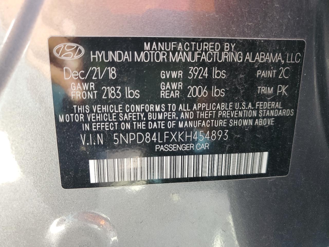 VIN 5NPD84LFXKH454893 2019 HYUNDAI ELANTRA no.13