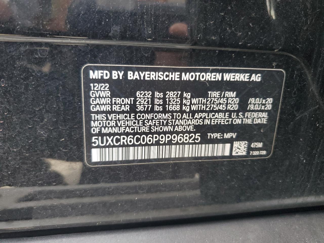 2023 BMW X5 xDrive40I VIN: 5UXCR6C06P9P96825 Lot: 81516664