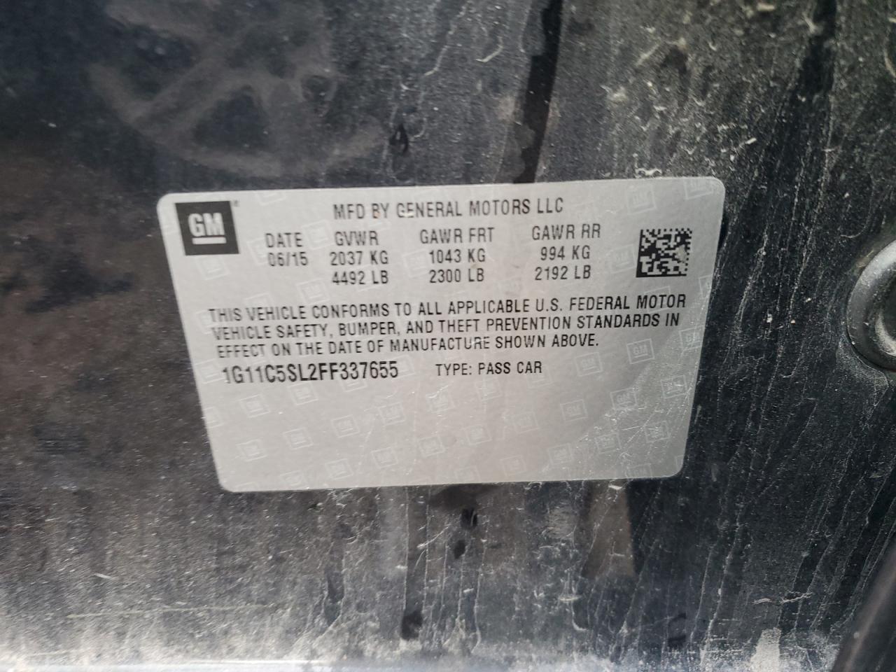 1G11C5SL2FF337655 2015 CHEVROLET MALIBU - Image 12