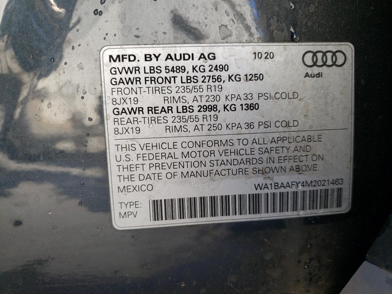 VIN WA1BAAFY4M2021463 2021 AUDI Q5 no.14