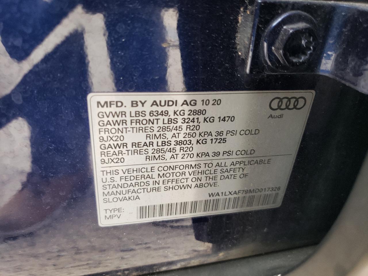 VIN WA1LXAF79MD017326 2021 AUDI Q7 no.13