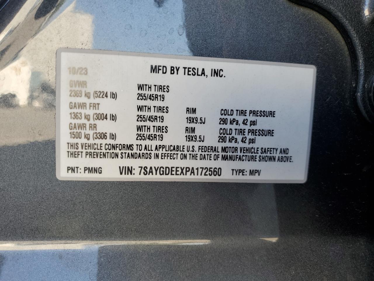 2023 Tesla Model Y VIN: 7SAYGDEEXPA172560 Lot: 79060944