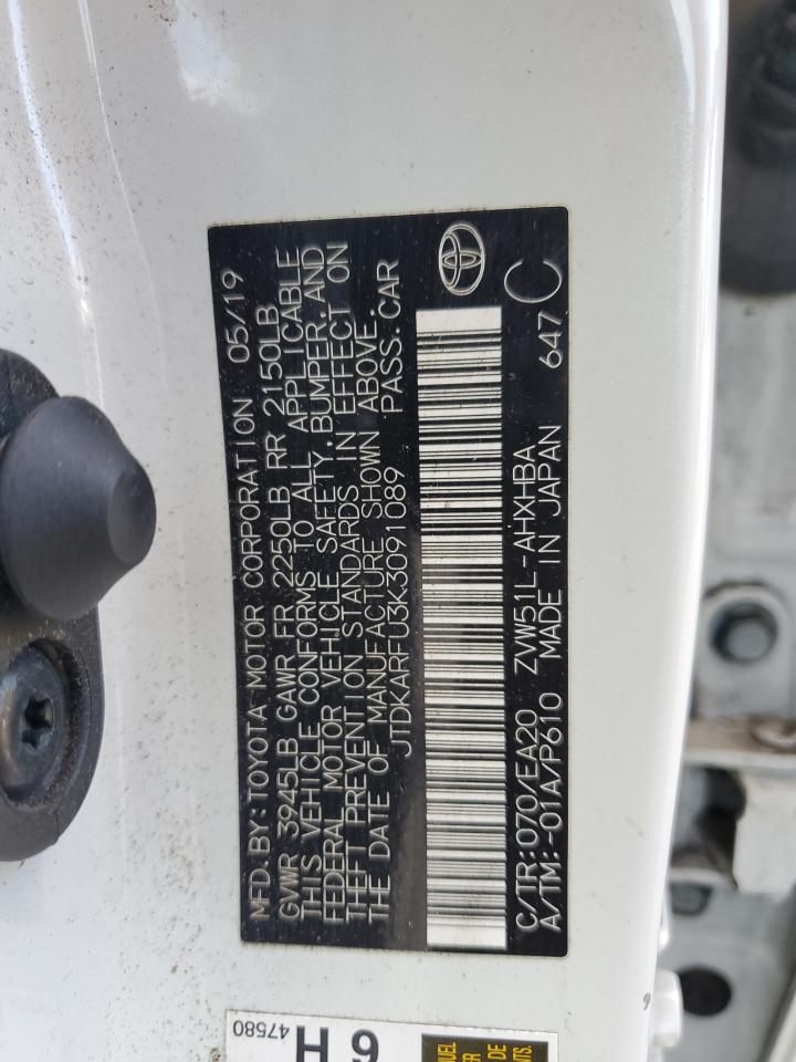 2019 Toyota Prius VIN: JTDKARFU3K3091089 Lot: 81548304