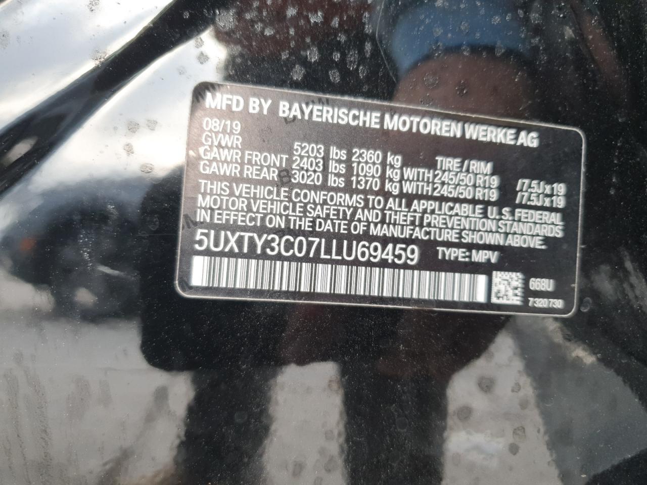 VIN 5UXTY3C07LLU69459 2020 BMW X3 no.13