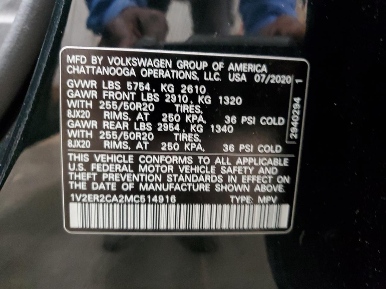 VIN 1V2ER2CA2MC514916 2021 VOLKSWAGEN ATLAS no.13