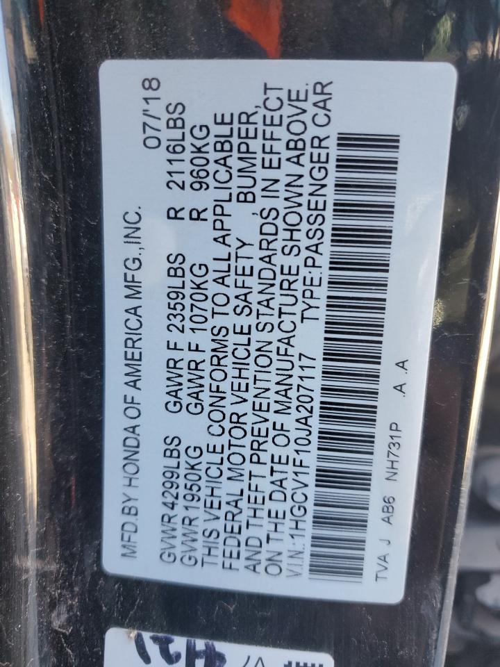 VIN 1HGCV1F10JA207117 2018 HONDA ACCORD no.13