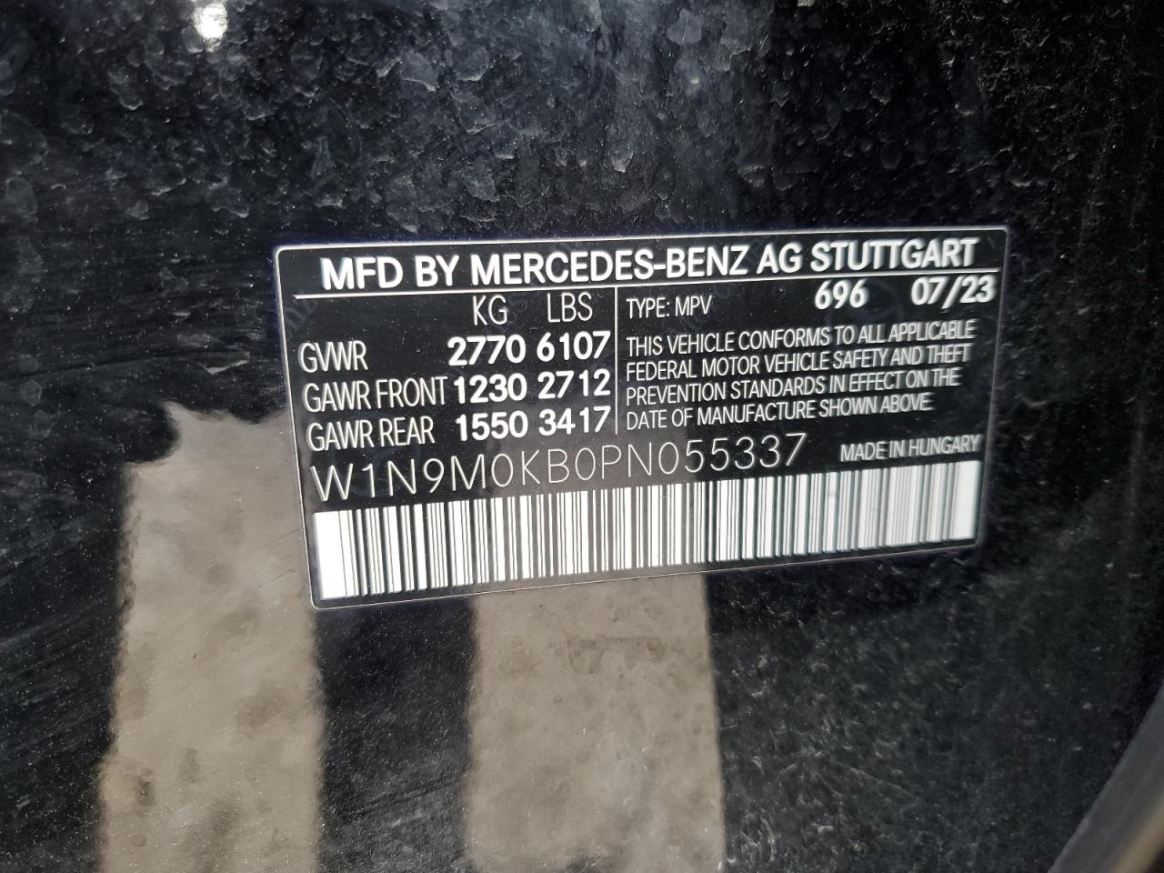 2023 Mercedes-Benz Eqb 300 4Matic VIN: W1N9M0KB0PN055337 Lot: 80268964