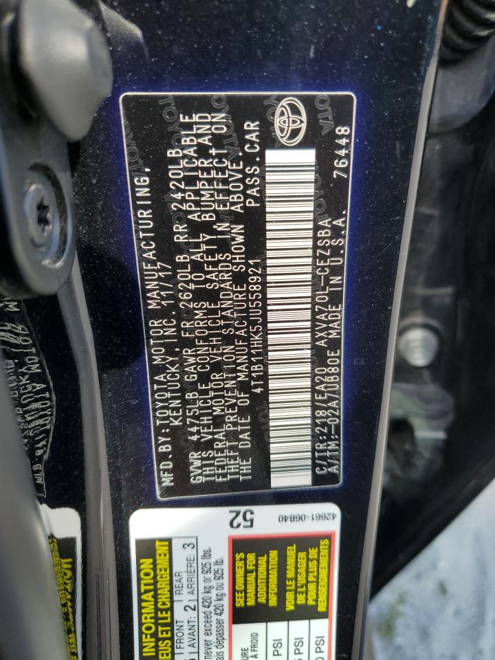 VIN 4T1B11HK5JU558921 2018 TOYOTA CAMRY no.12