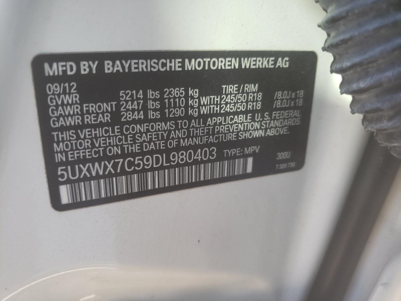 VIN 5UXWX7C59DL980403 2013 BMW X3 no.13