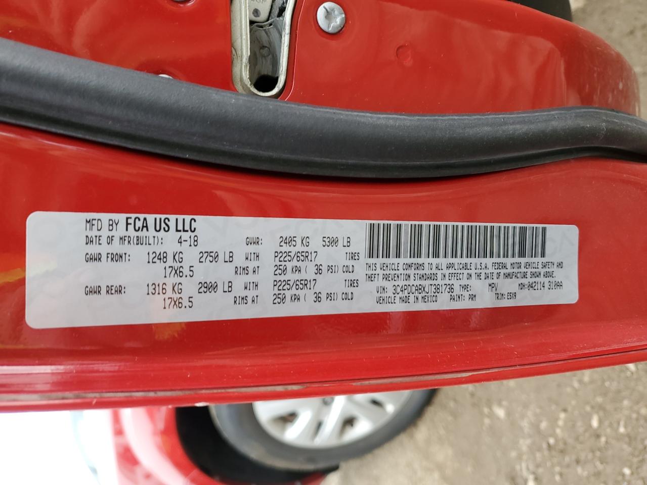 2018 Dodge Journey Se VIN: 3C4PDCABXJT381736 Lot: 81360344