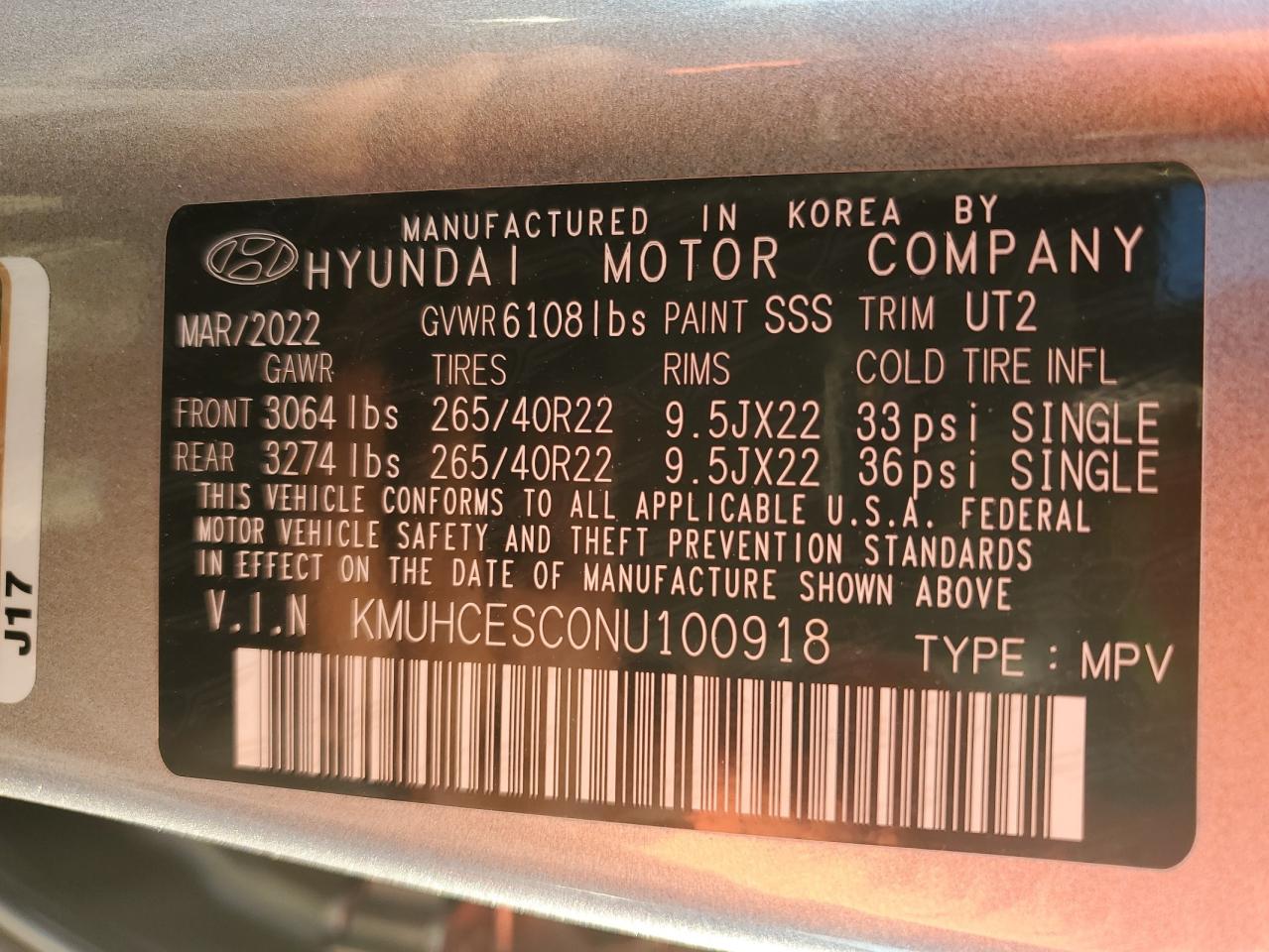 2022 Genesis Gv80 Base VIN: KMUHCESC0NU100918 Lot: 84403504