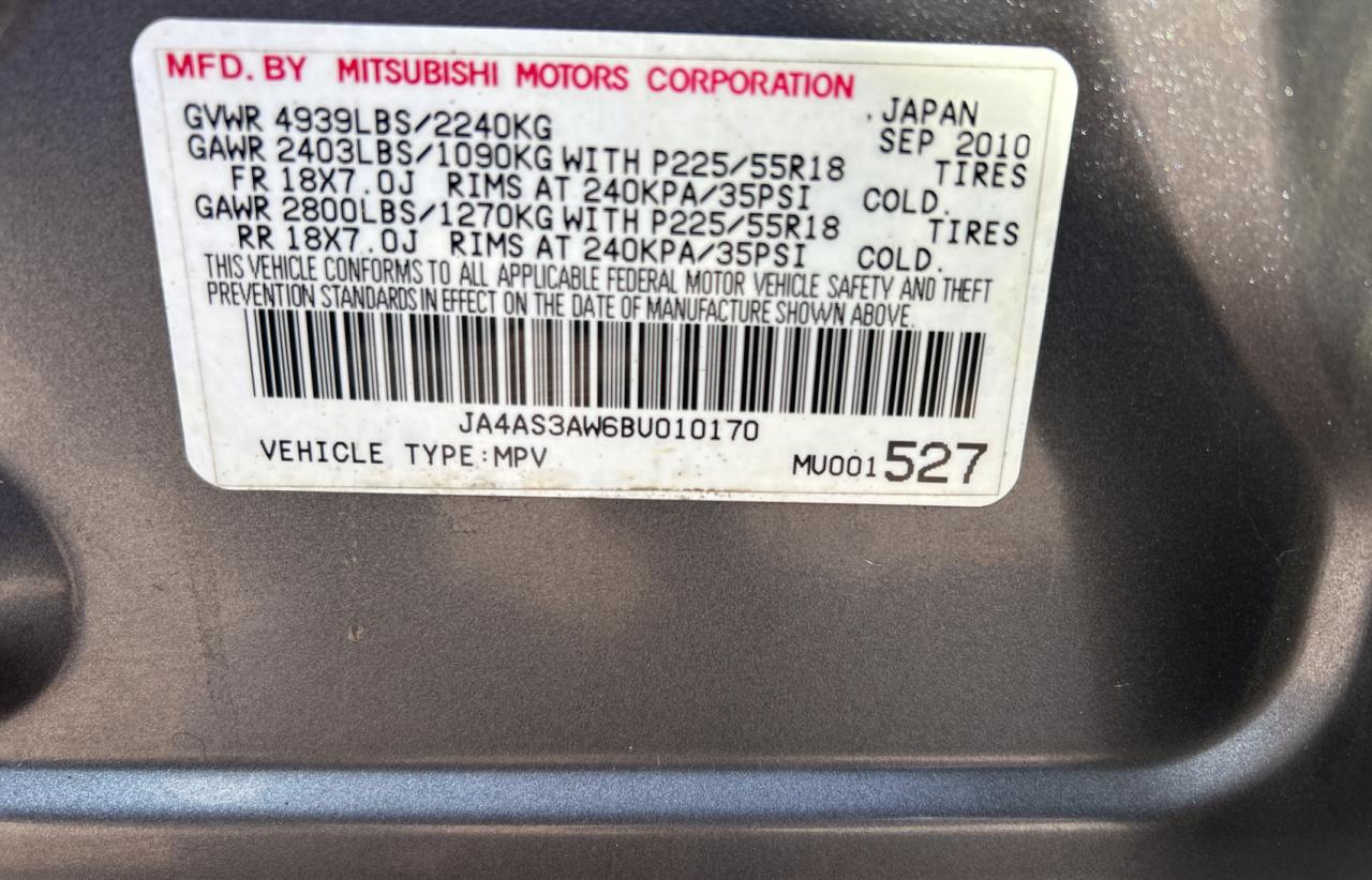 2011 Mitsubishi Outlander Se VIN: JA4AS3AW6BU010170 Lot: 83210324