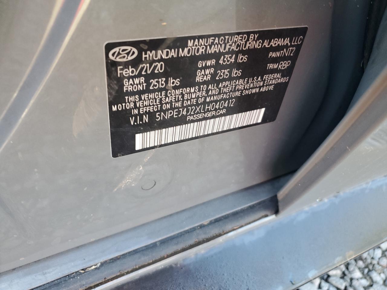 2020 Hyundai Sonata Sel Plus VIN: 5NPEJ4J2XLH040412 Lot: 79675604