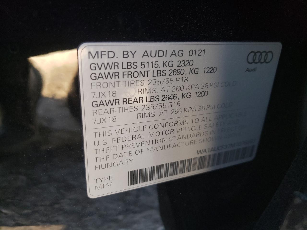 VIN WA1AUCF37M1076983 2021 AUDI Q3 no.13