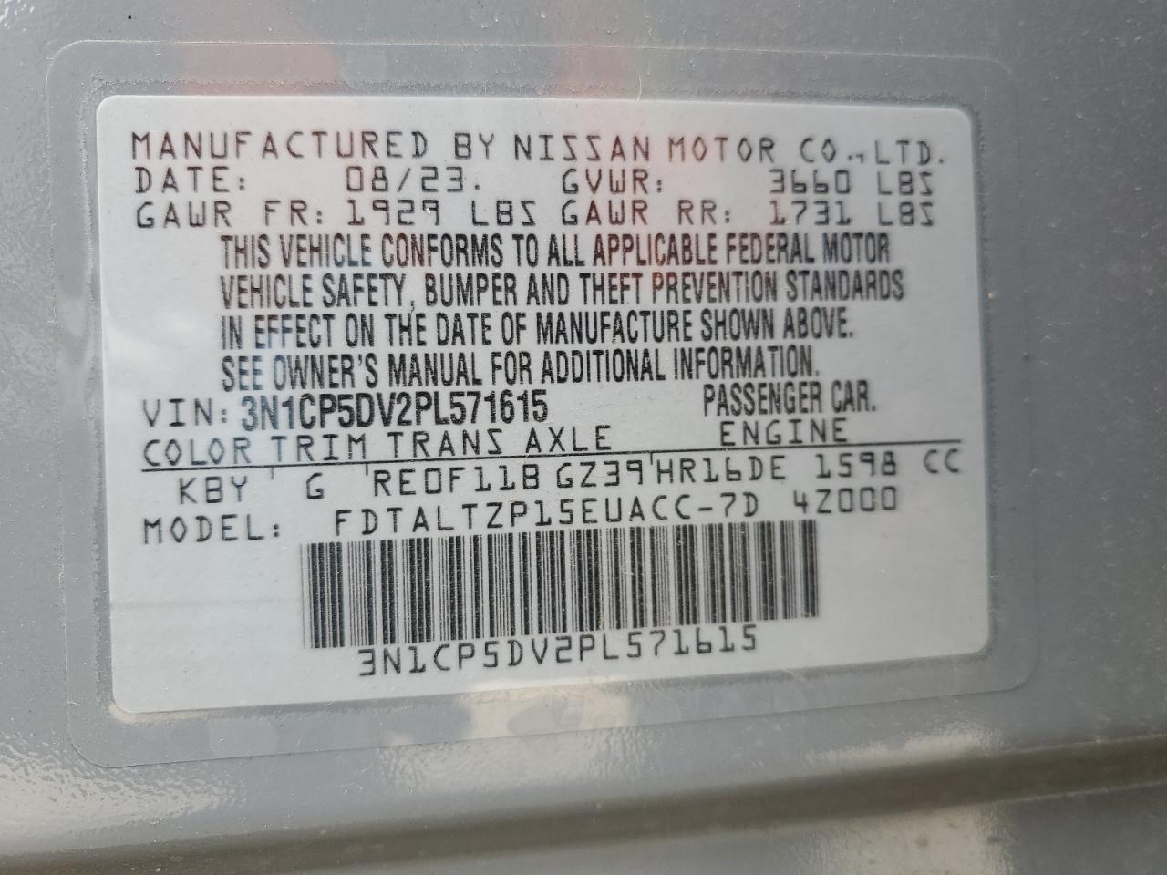 VIN 3N1CP5DV2PL571615 2023 NISSAN KICKS no.13