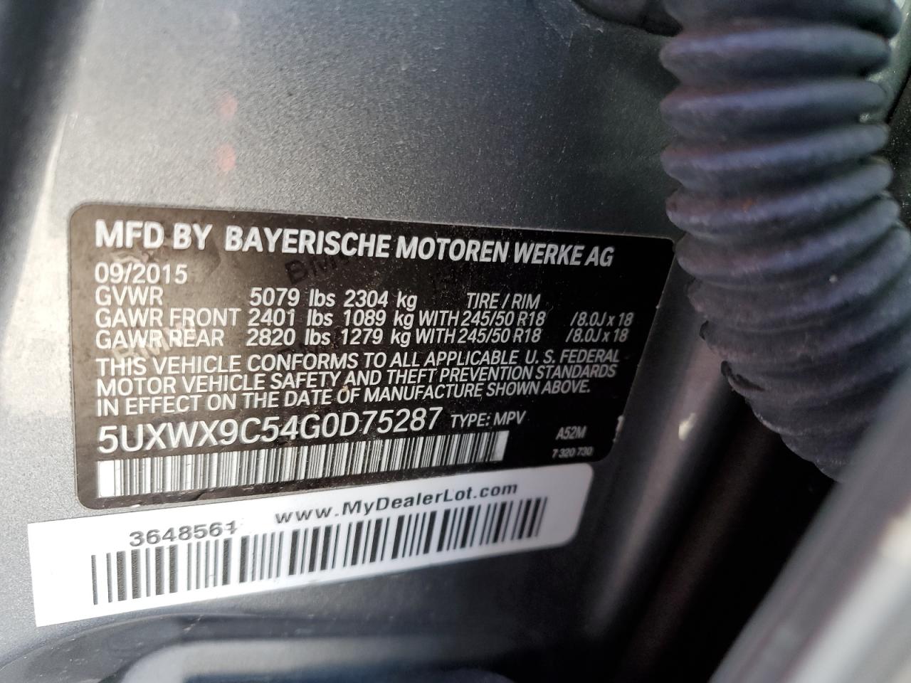 VIN 5UXWX9C54G0D75287 2016 BMW X3 no.14