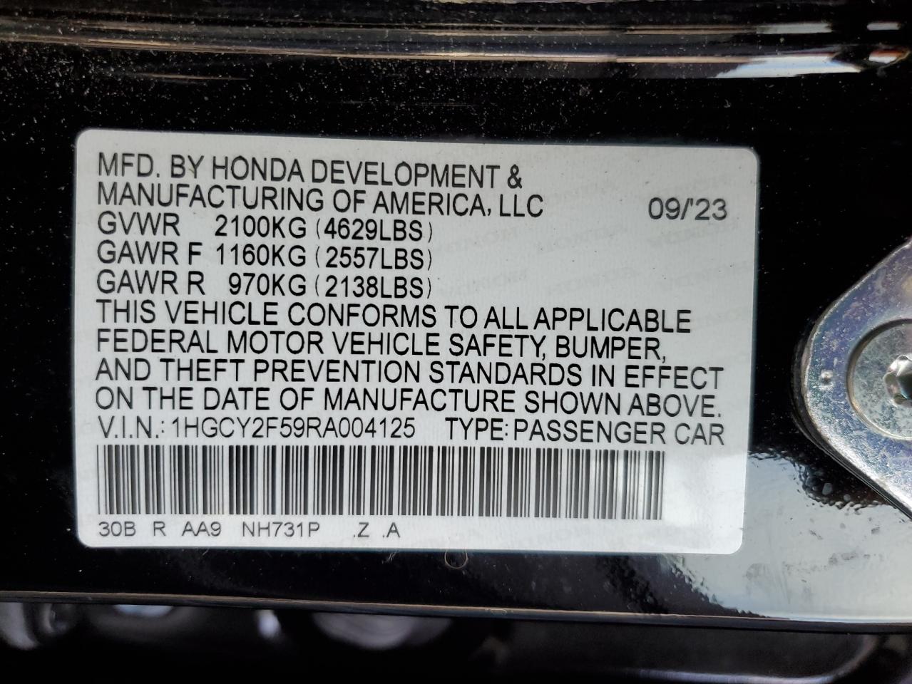 VIN 1HGCY2F59RA004125 2024 HONDA ACCORD no.13