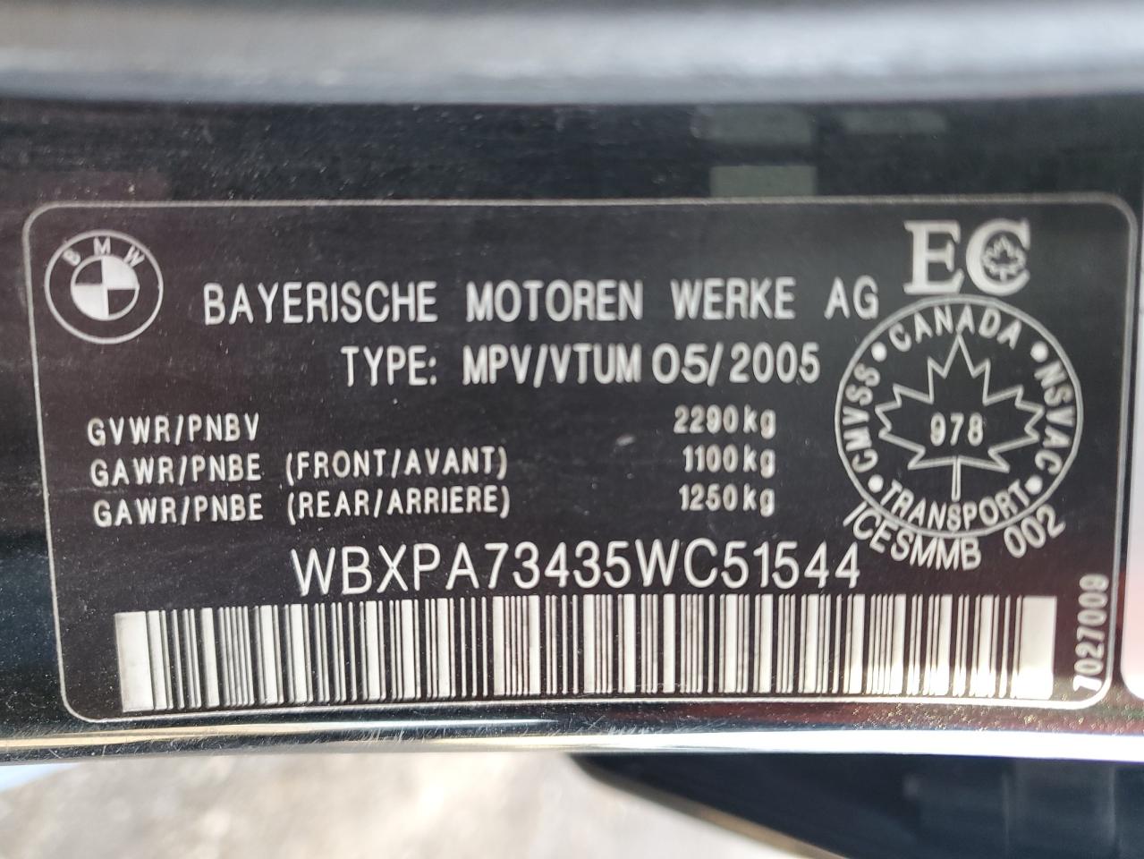 2005 BMW X3 2.5I VIN: WBXPA73435WC51544 Lot: 80143744