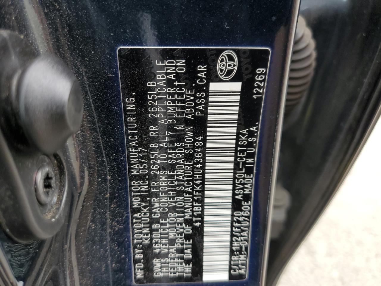 VIN 4T1BF1FK4HU436484 2017 TOYOTA CAMRY no.12