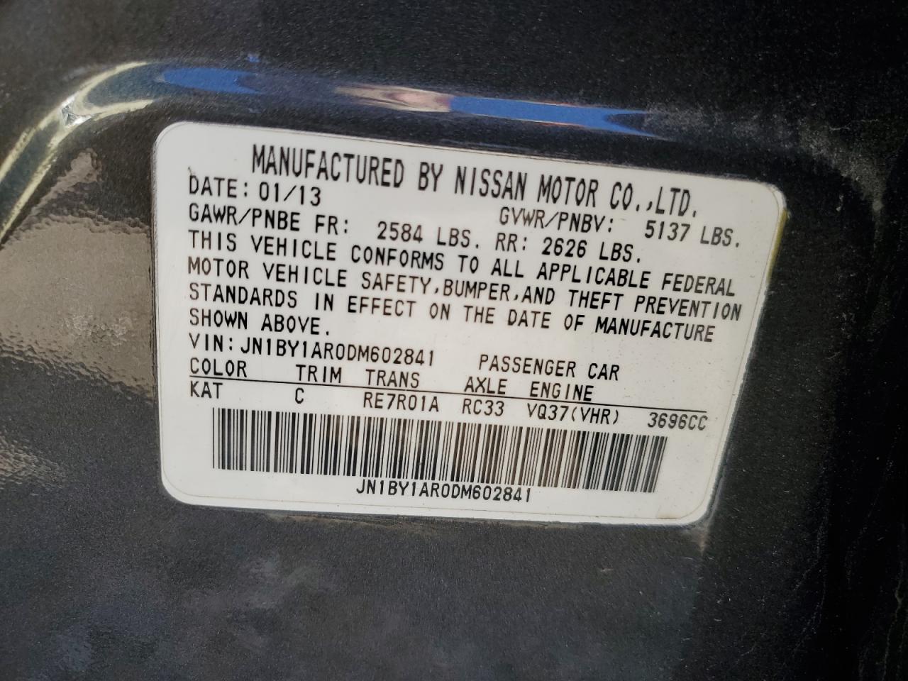 VIN JN1BY1AR0DM602841 2013 INFINITI M37 no.13