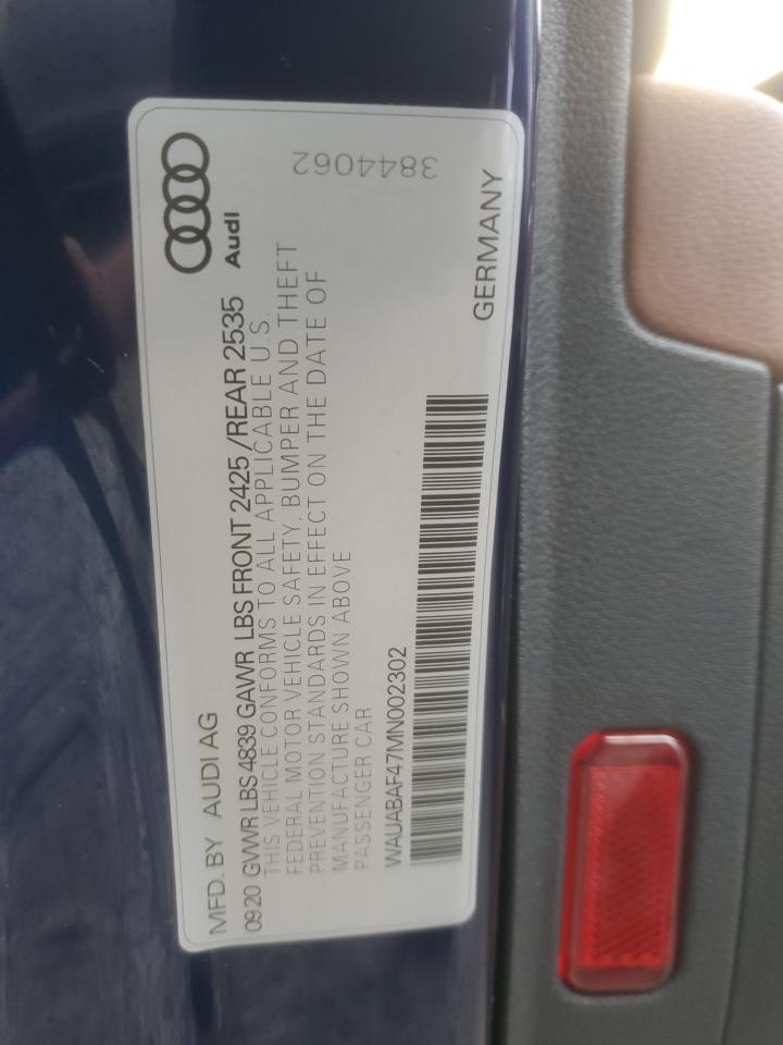 2021 Audi A4 Premium 40 VIN: WAUABAF47MN002302 Lot: 80826624