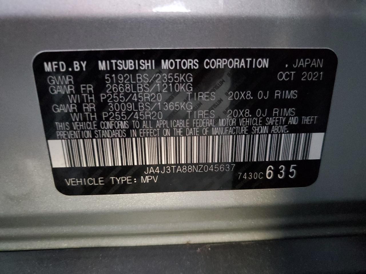 2022 Mitsubishi Outlander Es VIN: JA4J3TA88NZ045637 Lot: 81341094