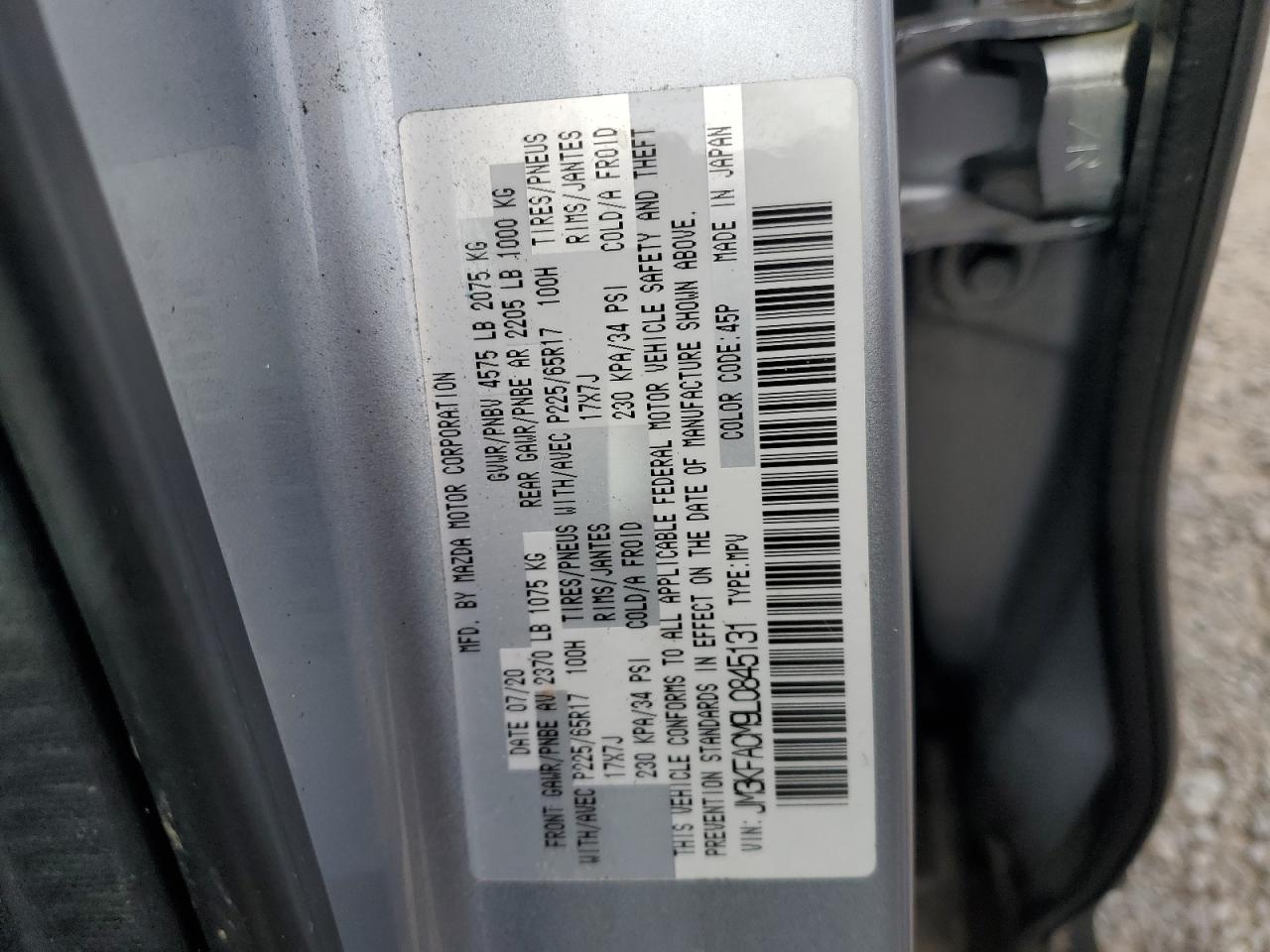 VIN JM3KFACM9L0845131 2020 MAZDA CX-5 no.13