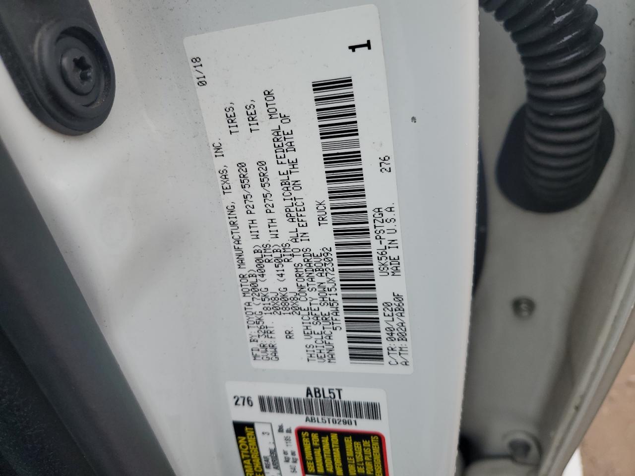 VIN 5TFAW5F15JX723092 2018 TOYOTA TUNDRA no.12