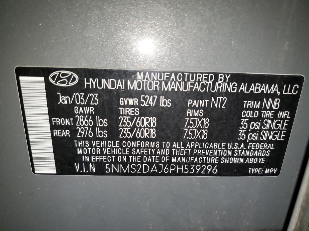 VIN 5NMS2DAJ6PH539296 2023 HYUNDAI SANTA FE no.14