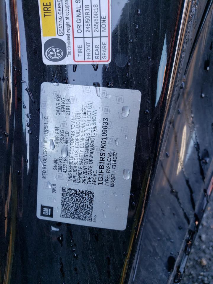 2019 Chevrolet Camaro Ls VIN: 1G1FB1RS7K0109033 Lot: 76861674