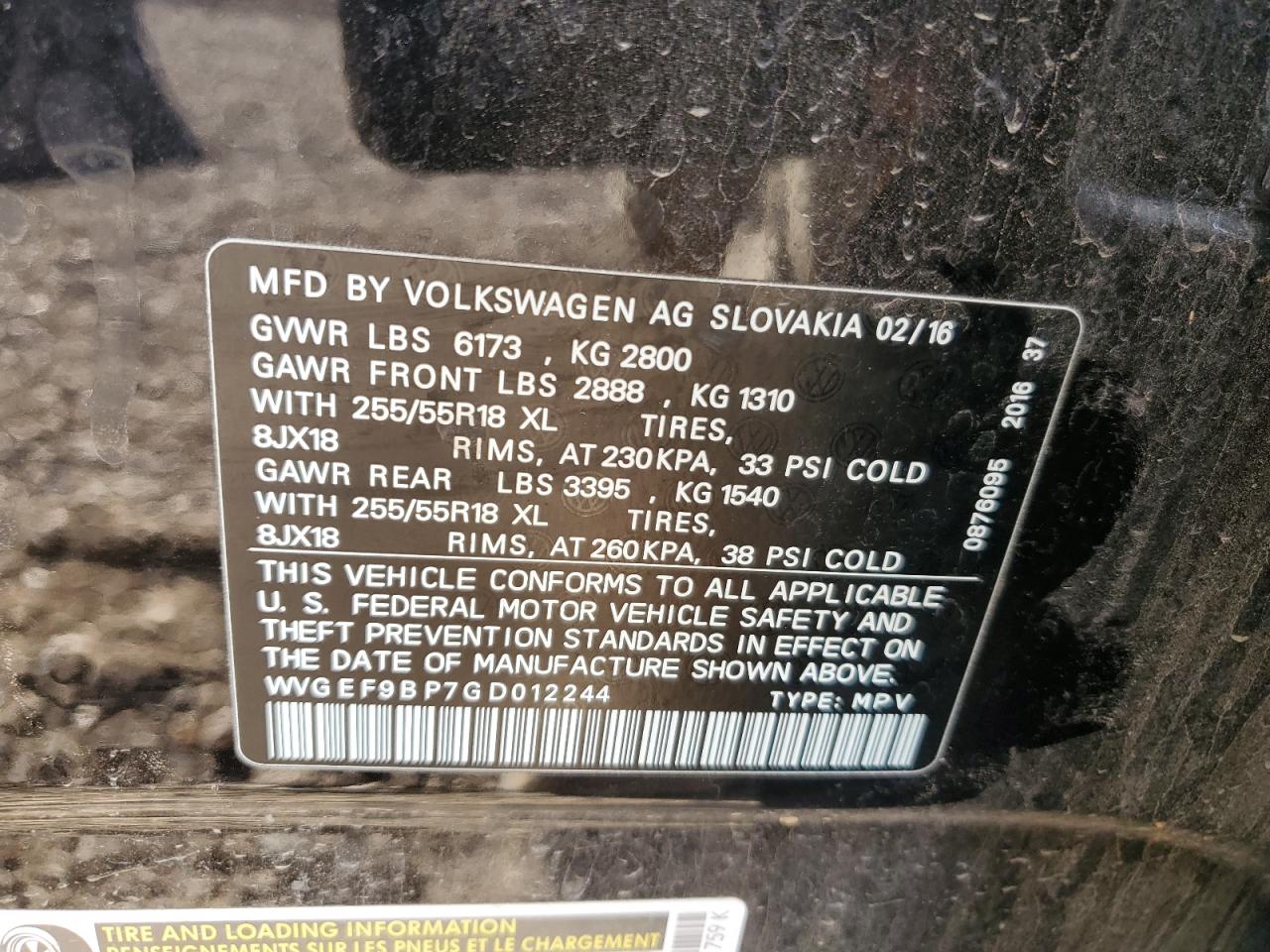 WVGEF9BP7GD012244 2016 VOLKSWAGEN TOUAREG - Image 14