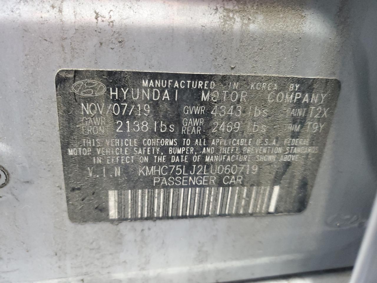 2020 Hyundai Ioniq Se VIN: KMHC75LJ2LU060719 Lot: 81160044