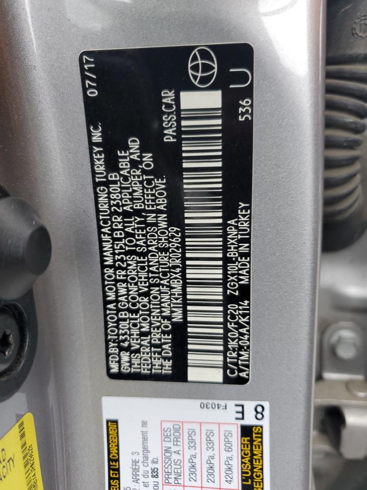 VIN NMTKHMBX4JR029629 2018 TOYOTA C-HR no.13