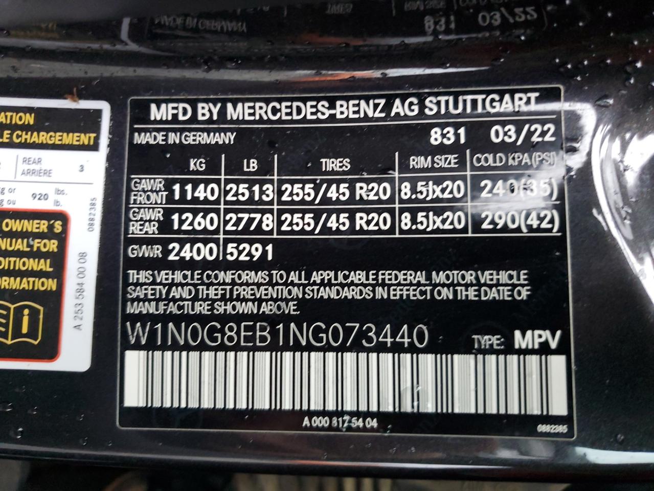 2022 Mercedes-Benz Glc 300 4Matic VIN: W1N0G8EB1NG073440 Lot: 81522894