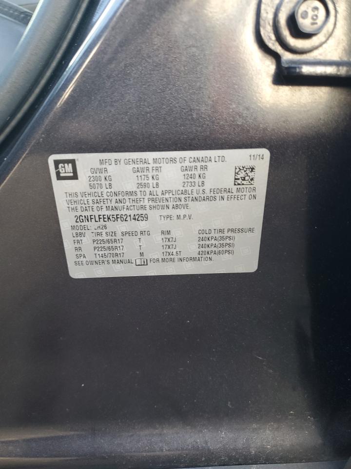 VIN 2GNFLFEK5F6214259 2015 CHEVROLET EQUINOX no.13