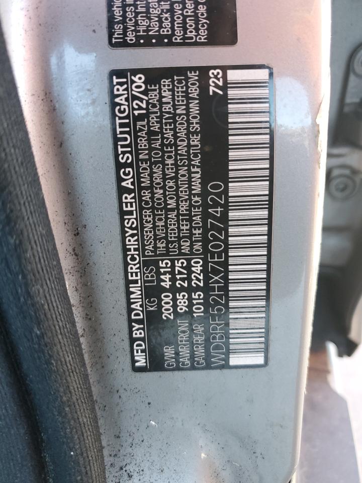 2007 Mercedes-Benz C 230 VIN: WDBRF52HX7E027420 Lot: 86393824