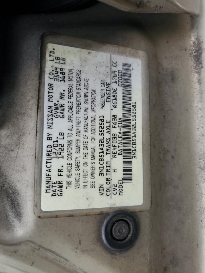 2002 Nissan Sentra Gxe VIN: 3N1CB51A32L552581 Lot: 79407854