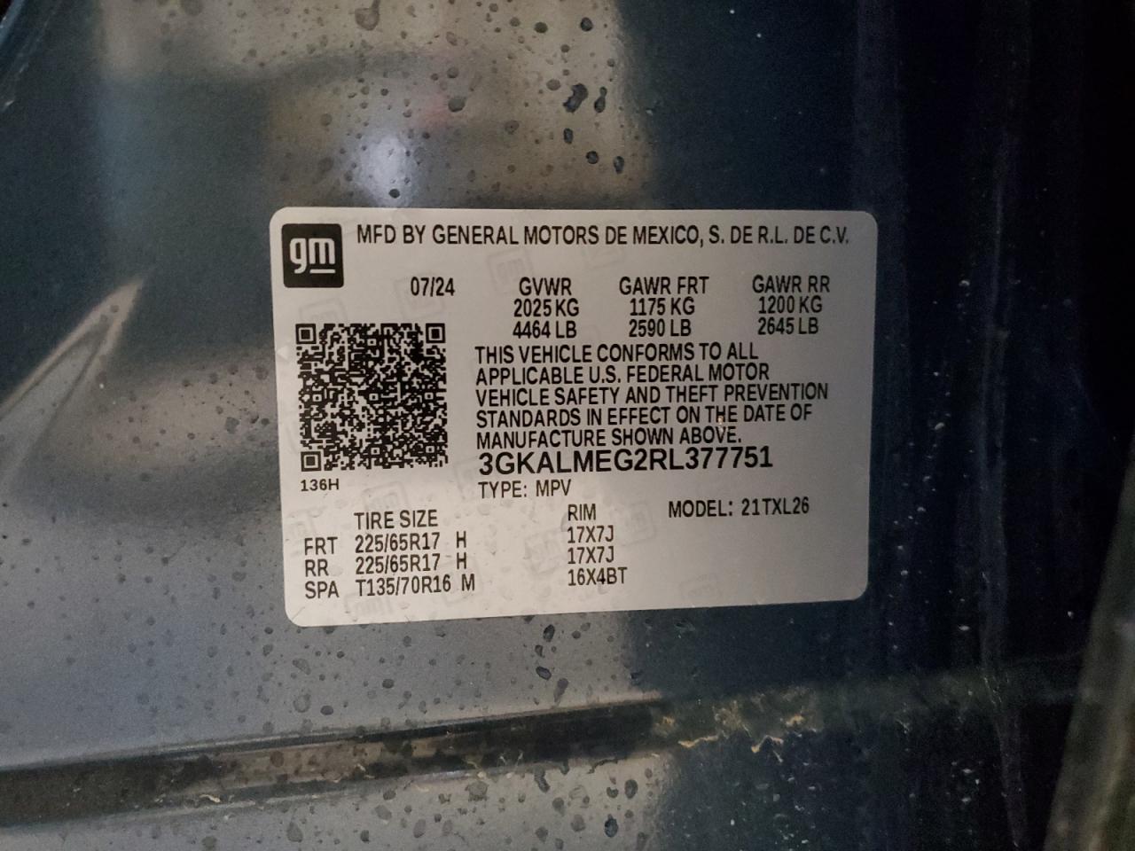 2024 GMC Terrain Sle VIN: 3GKALMEG2RL377751 Lot: 76404214