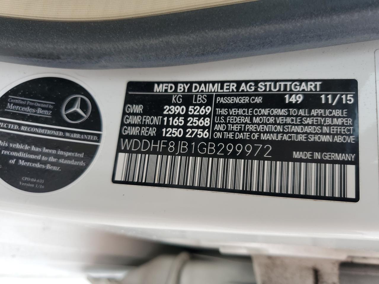 2016 Mercedes-Benz E 350 4Matic VIN: WDDHF8JB1GB299972 Lot: 79425494