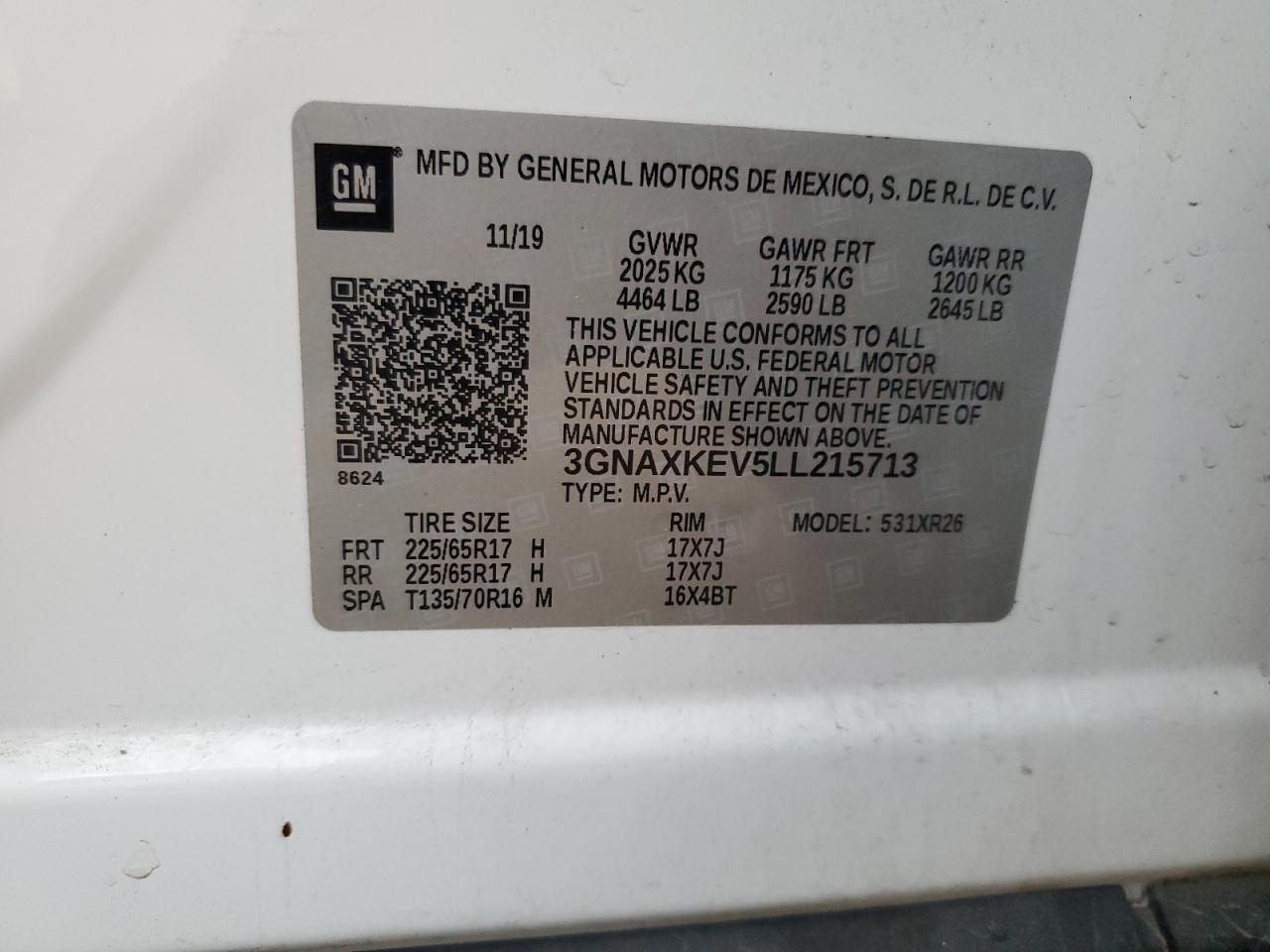 VIN 3GNAXKEV5LL215713 2020 CHEVROLET EQUINOX no.14