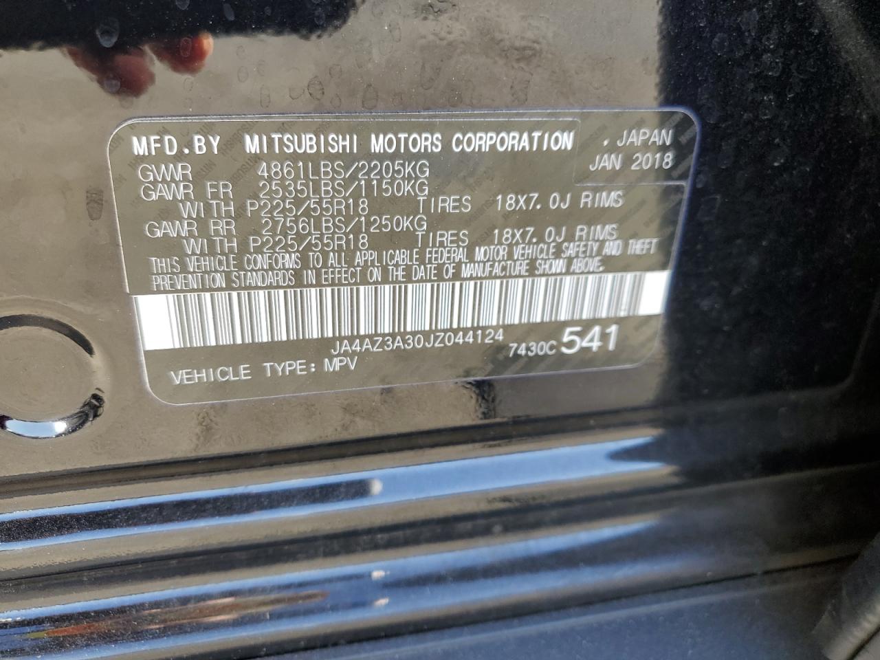 2018 Mitsubishi Outlander Se VIN: JA4AZ3A30JZ044124 Lot: 80147274