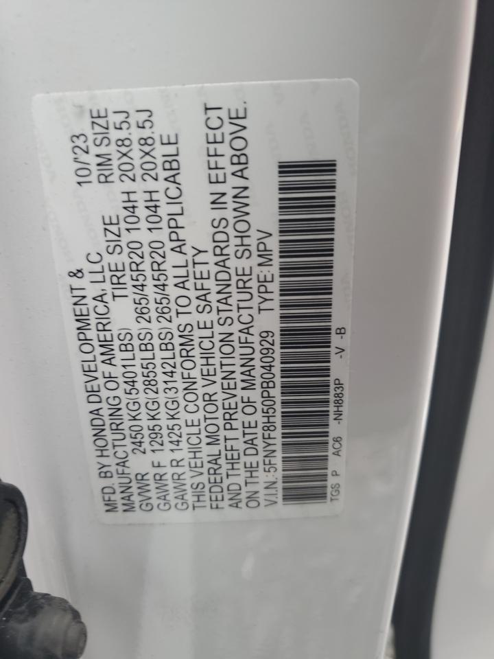 2023 Honda Passport Exl VIN: 5FNYF8H50PB040929 Lot: 80595054