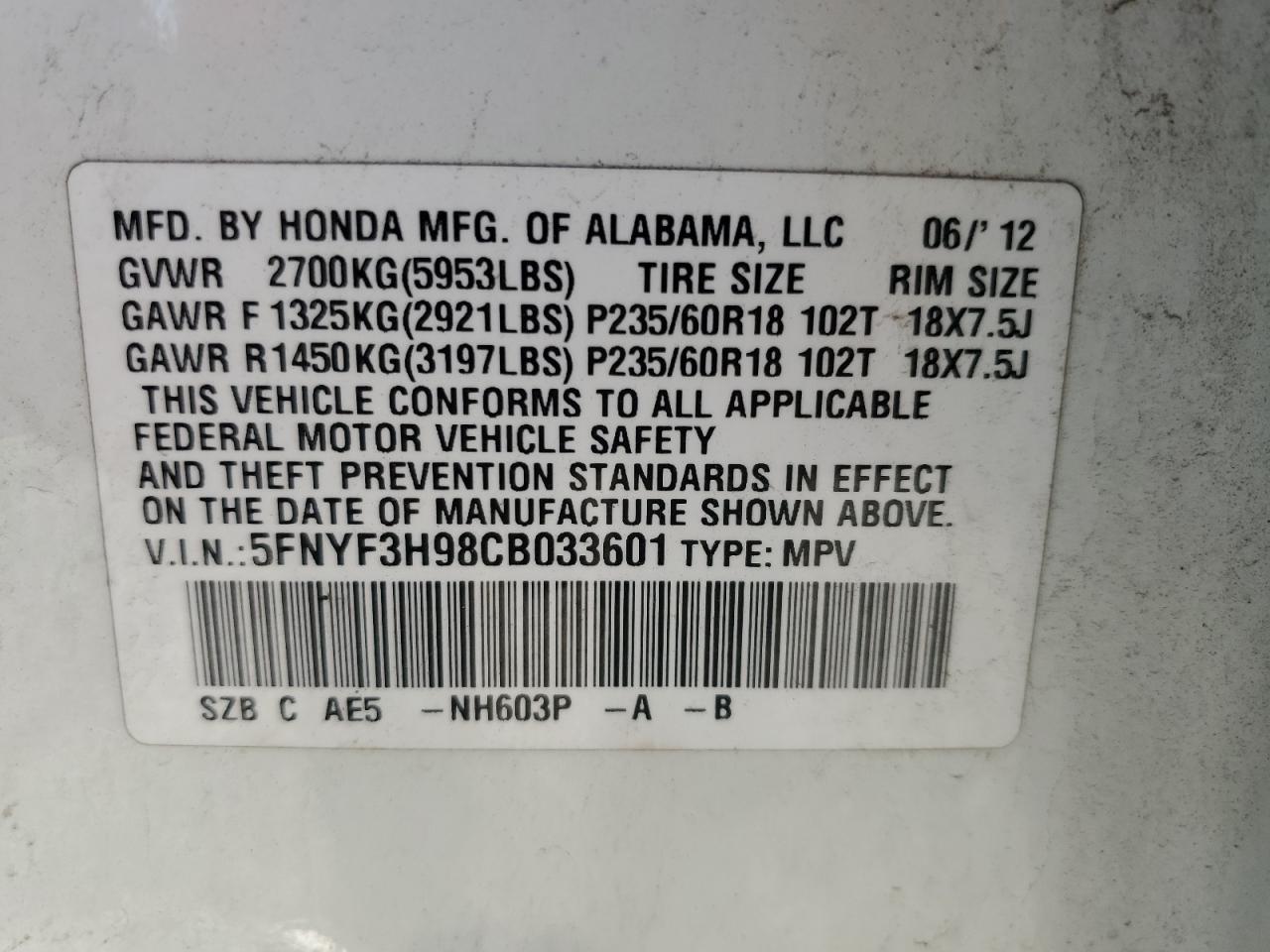 2012 Honda Pilot - Image 14
