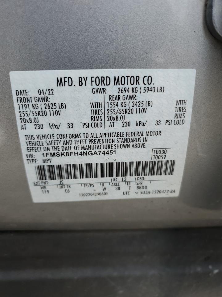 1FMSK8FH4NGA74451 2022 Ford Explorer Limited