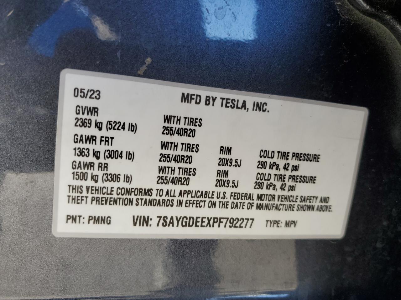 2023 Tesla Model Y VIN: 7SAYGDEEXPF792277 Lot: 80991924