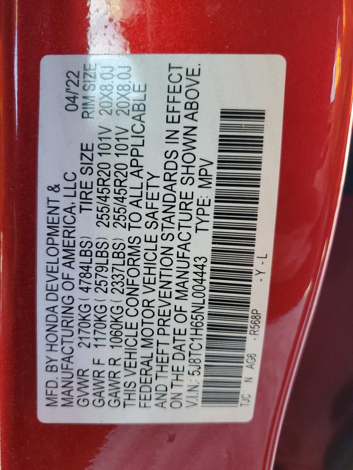 2022 Acura Rdx A-Spec VIN: 5J8TC1H65NL004443 Lot: 80277424