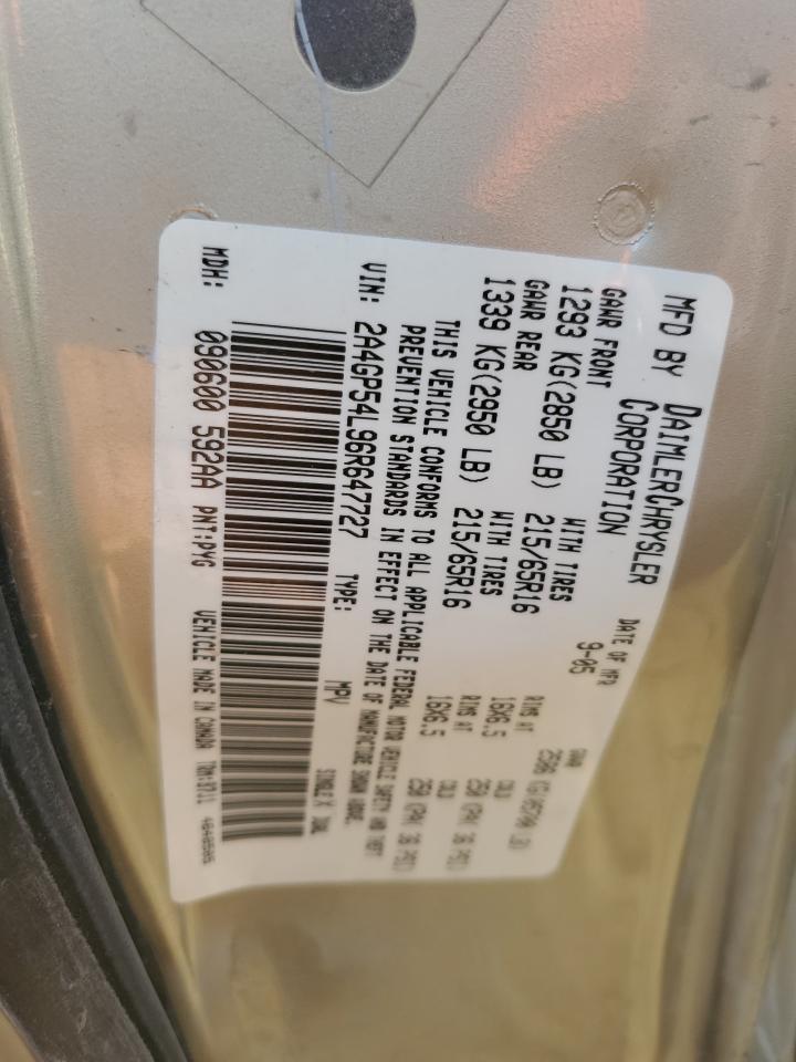 2006 Chrysler Town & Country Touring VIN: 2A4GP54L96R647727 Lot: 81574904